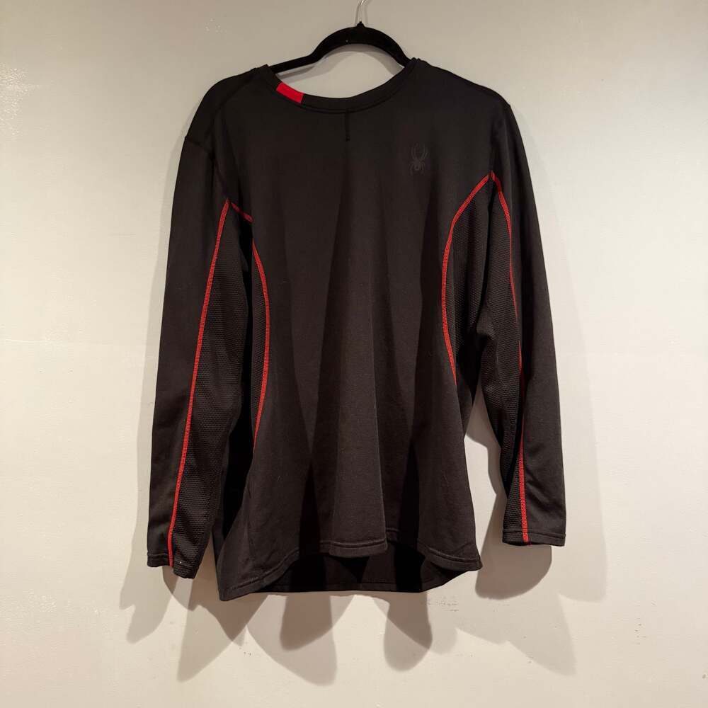 Spyder Active Men’s Large Fleece-Lined Long Sleeve Performance Top Black Red